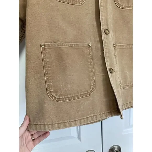 VTG Carhartt C01 BRN Michigan Firm Duck Chore Coat Jacket Blanket Lined Mens 44 - Picture 5 of 10